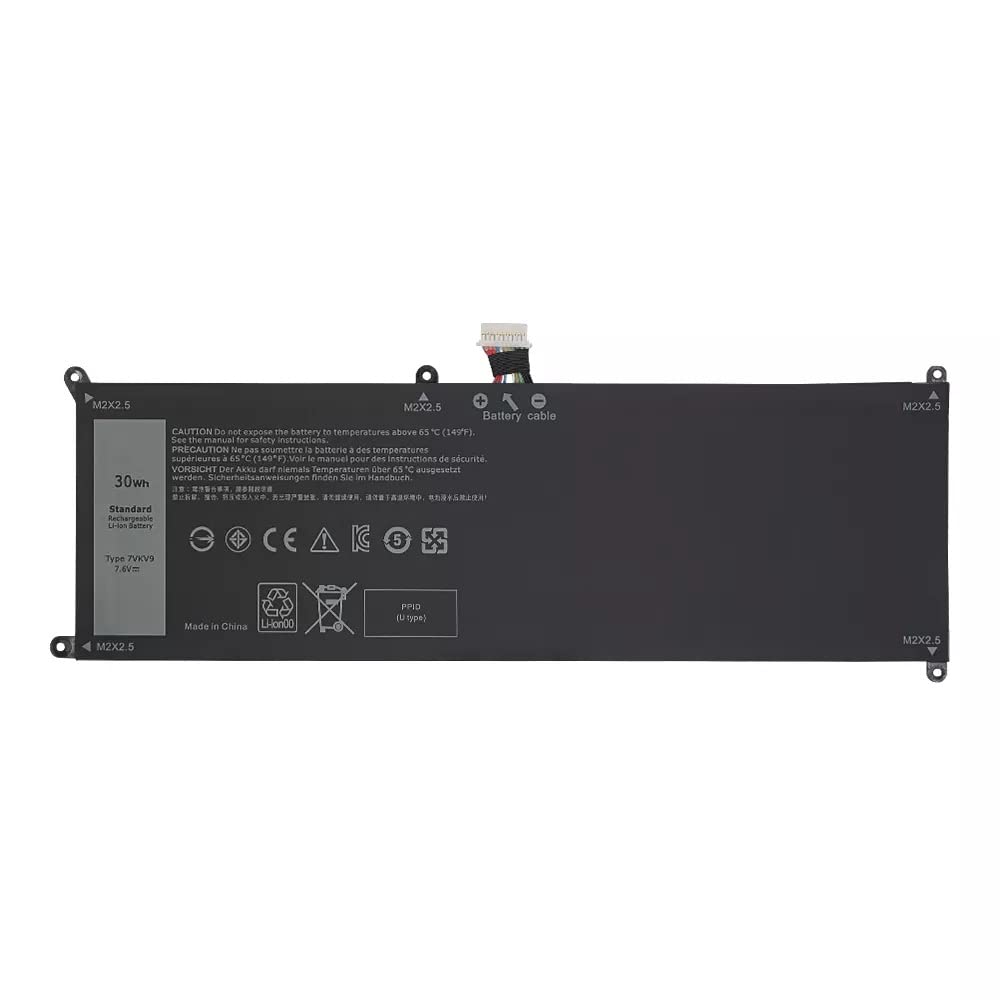 WISTAR 7VKV9 Battery for DELL XPS 12 9250, Latitude 12 7275 7.6V 30Whr 4 Cell Primary Battery 0V55D0 V55D0 9TV5X T02H001 Laptop Battery